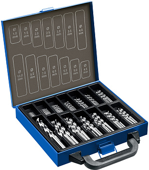 ПРОФ-А 99шт(1-10мм), Набор сверл по металлу, сталь Р6М5, класс А, мет.бокс ЗУБР