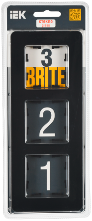 BRITE Рамка 3-мест. РУ-3-2-Бр стекло черн. RE IEK
