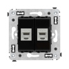 Компьютерная розетка RJ-45 без шторки в стену, кат.5e двойная экранированная, "Avanti", "Черный квадрат" DKC