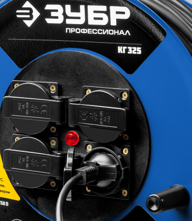 Силовой удлинитель на стальной катушке КГ 3х2.5 20м 4000Вт IP44, КГ 325 ЗУБР