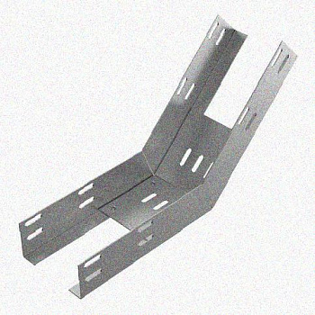 Лоток перфорированный КП 50х50-45 УТ1,5 для поворота трассы вверх на 45, оцинкованный лист S1,0