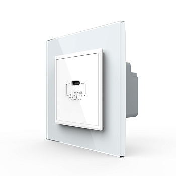 Розетка USB type C с блоком питания 45W Livolo 1 пост Белая VL-C7VUC-2WP Розетка USB type C с блоком питания 45W Livolo 1 пост Белая VL-C7VUC-2WP