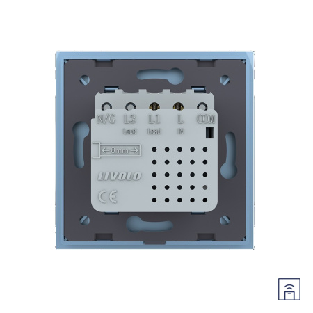 Одноклавишный сенсорный выключатель Module с функцией радиоуправления, цвет синий Livolo