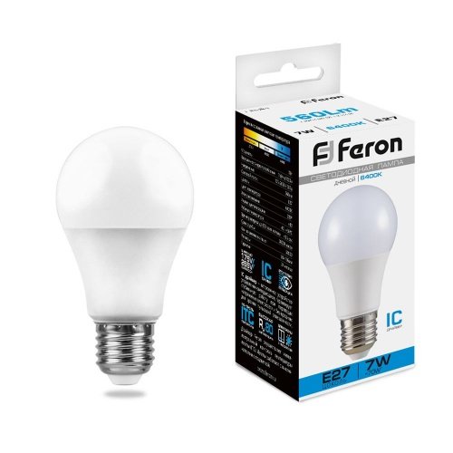 Лампа светодиодная Feron LB-91 Шар E27 7W 6400K фото 2