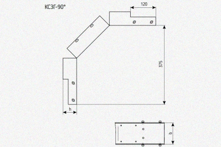 Лоток замковый глухой КСЗГ 200х100-90 УТ1,5 для поворота трассы вниз на 90, горячее цинкование S1,0