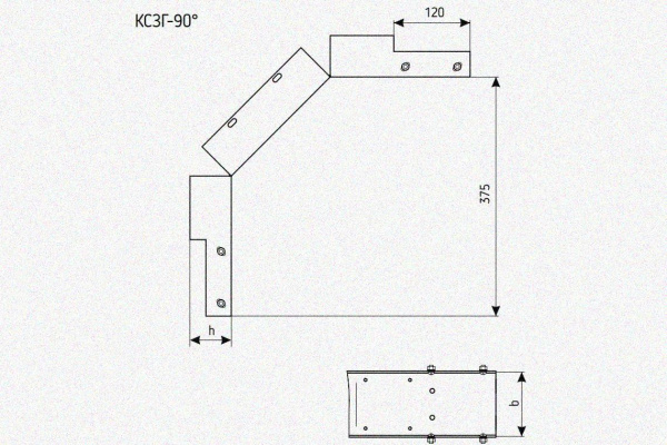 Лоток замковый глухой КСЗГ 200х100-90 УТ1,5 для поворота трассы вниз на 90, горячее цинкование S1,0