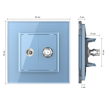 Розетка ТВ/Спутниковая SAT Синяя Livolo