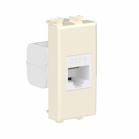 Компьютерная розетка RJ-45 без шторки модульная, кат.6, "Avanti", "Ванильная дымка", 1 модуль DKC