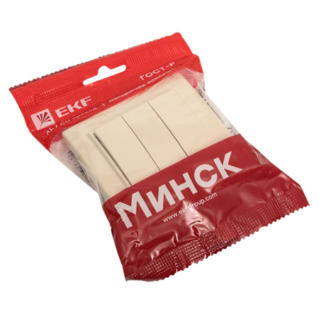 Минск Выключатель 3-кл, СП 10А бежевый EKF