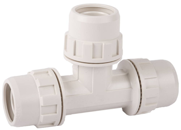 Тройник "ШиреФит" соединительный "штуцер с гайкой - штуцер с гайкой - штуцер с гайкой", 26мм ЗУБР