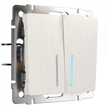 Встраиваемые механизмы Выключатель СУ 2 кл. с подсветкой 10А перламутр рифленый IP20 Werkel