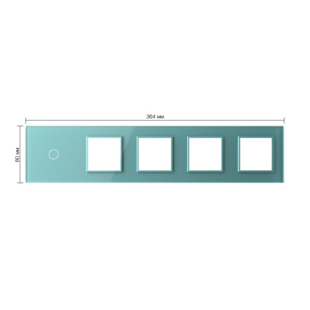 Панель для сенсорного выключателя и 4-х розеток, 1 клавиша, цвет зеленый, стекло Livolo