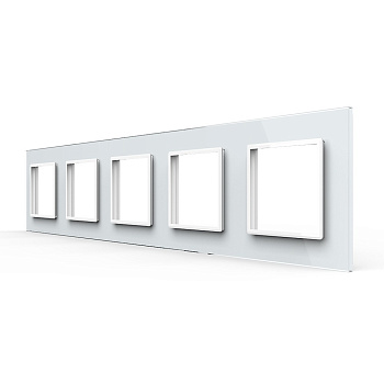Рамка для пяти розеток Белая Livolo