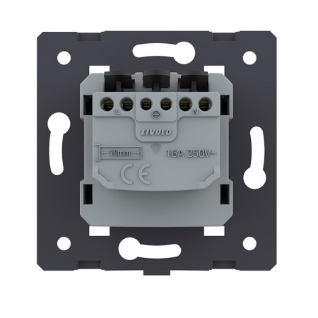 Розетка электрическая с заземлением защитными шторками 16A, зажимы, цвет серый (механизм) Livolo Розетка электрическая с заземлением защитными шторками 16A, зажимы, цвет серый (механизм) Livolo