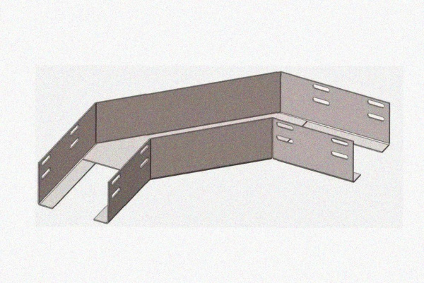 Лоток угловой перфорированный КГ 100х100-90 У3 поворот на 90, окрашенный, S1,5