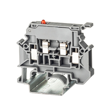 Клемма для предохранителя, винтовой зажим, 2 точки подключения, индикация 24В, 4 кв.мм, серая DKC