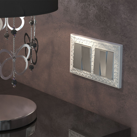 Набор клавиш для выключателя трехклавишного (cеребряный рифленый) СУ IP20 Werkel