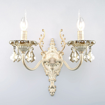 Бра с хрусталем 2*E14 60Вт белый с золотом IP20 Elisha (3281/2 белый с золотом) Eurosvet