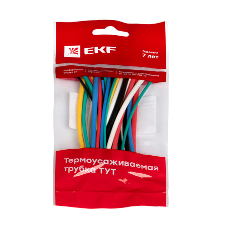 Набор ТУТ нг: 6 цветов по 5шт, Разного диаметра (1/0,5, 1,5/0,75, 2/1, 2,5/1,25, 3/1,5) 100мм, PROxima EKF