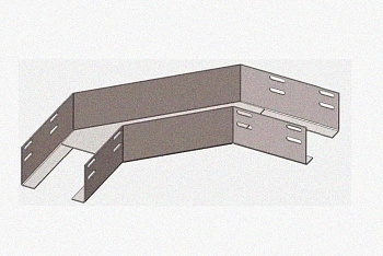Лоток угловой замковый перфорированный КГЗ 200х100-90 УХЛ1 поворот на 90, горячее цинкование S1,5