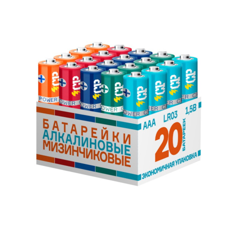 Батарейка Алкалиновый элемент питания CP AAА/LR03 1.5В (20 шт. упаковка MIX) CRAZYPOWER