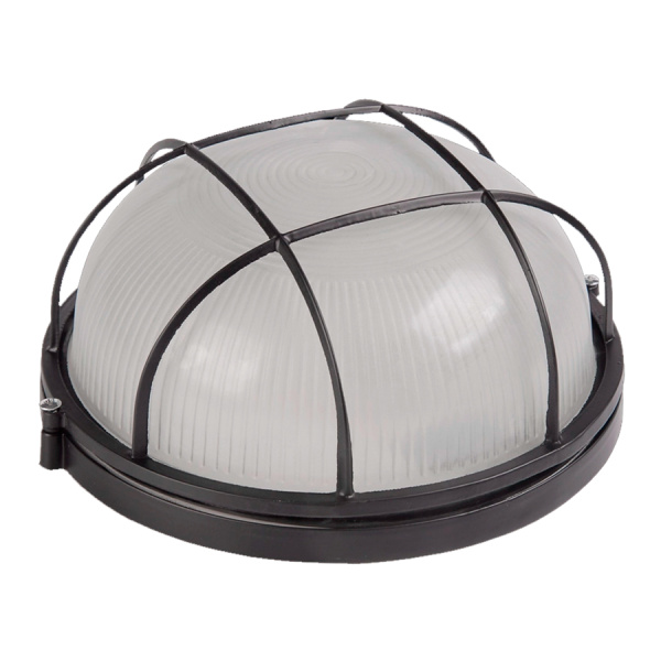 Светильник под лампу ЖКХ НБП/НПП 1302 круг черный с реш. GCF-R-E27-60-IP65 General