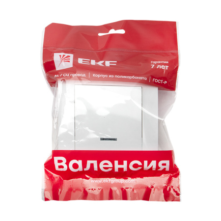 Валенсия Выключатель 1-кл, 10А белый с индикатором EKF
