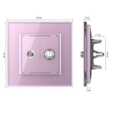 Розетка ТВ/Спутниковая SAT Розовая Livolo