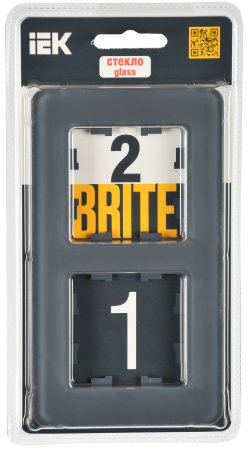 BRITE Рамка 2-мест. РУ-2-2-Бр стекло графит RE IEK