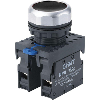 Кнопка упр. NP8-11BN/2 без подсветки, самовозвратом, чёрная, 1НО+1НЗ, IP65 (R) CHINT