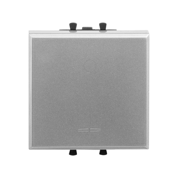 Выключатель двухполюсный одноклавишный модульный "Avanti", "Закаленная сталь", 2 модуля DKC