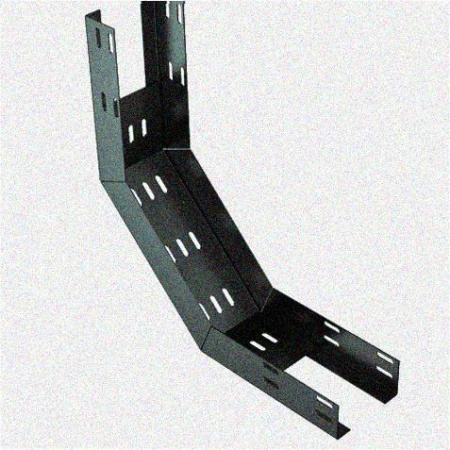 Лоток перфорированный КП 300х80-90 УТ1,5 для поворота трассы вверх на 90, оцинкованный лист S1,5