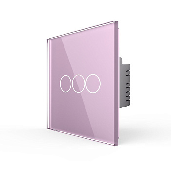 Трехклавишный сенсорный выключатель EU стандарт, 1 пост, цвет розовый Livolo