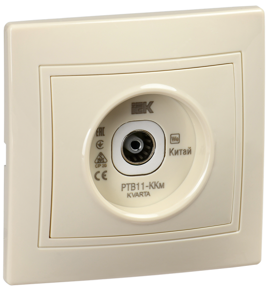 KVARTA Розетка 1-местная телевизионная проходная РТВ11-ККм кремовый IEK KVARTA Розетка 1-местная телевизионная проходная РТВ11-ККм кремовый IEK