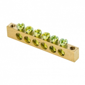 Шина PEN "ноль-земля" (6х9мм) 6 отверстий латунь крепеж по краям PROxima EKF