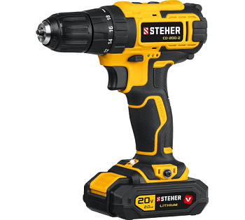 Дрель-шуруповерт 20В, 2 АКБ 2Ач в кейсе STEHER