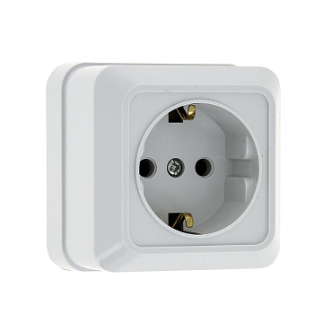 Рим Розетка 1-местная 16А с заземлением белая EKF