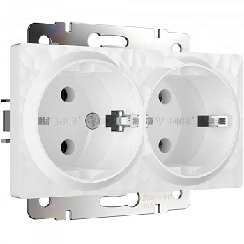 Hammer Механизм розетки без лицевой панели СУ 2 мест. с зазем. 16А Белый IP20 Werkel