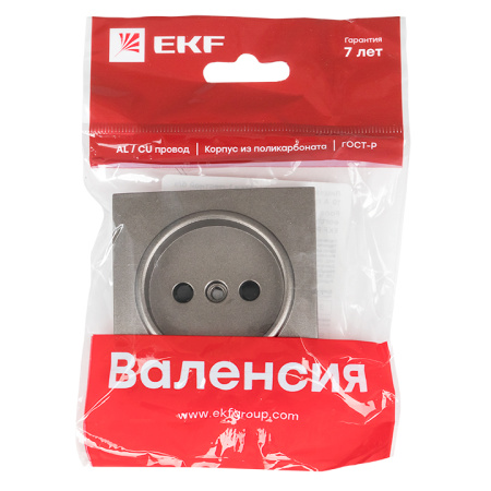 Валенсия Лицевая панель розетки 1-местной б/з 10 А графит с защ, штор, EKF