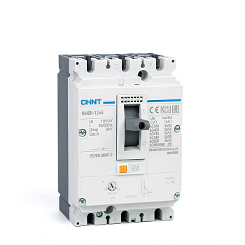Выключатель автоматический NM8N-125R TM 3П 63А 150кА с рег. термомаг. расцепителем CHINT