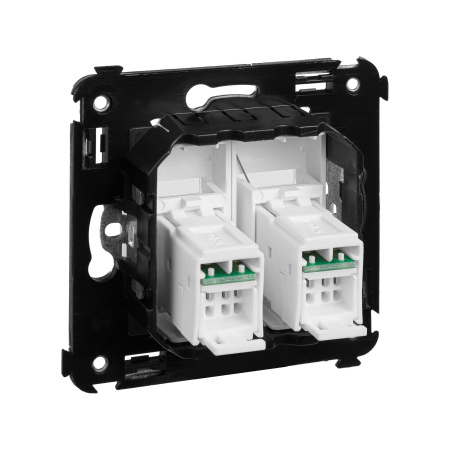 Компьютерная розетка RJ-45 в стену, кат.6А двойная, "Avanti", "Белое облако" DKC