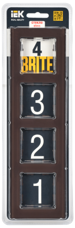 BRITE Рамка 4-мест. РУ-4-2-БрТБ стекло бр. IEK