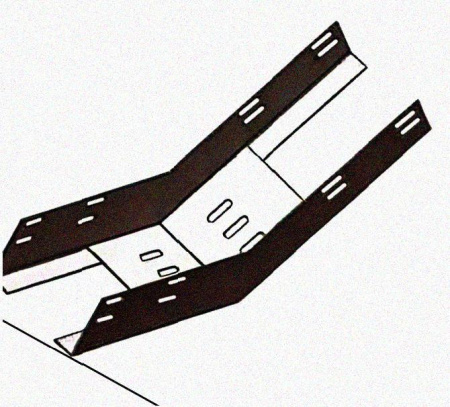 Лоток перфорированный КП 400х65-45 УХЛ1 для поворота трассы вверх на 45, оцинкованный лист S1,2