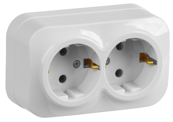 Розетка двухместная ОУ РС22-3-ХБ с з/з 16А GLORY белый IEK