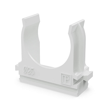 Крепёж-клипса для труб Полистирол белая d25 мм (100шт/1000шт уп/кор) Промрукав