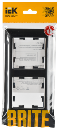 BRITE Рамка 2-мест. РУ-2-Бр хром/черн. IEK