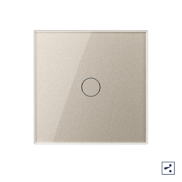 Одноклавишный проходной/перекрестный сенсорный выключатель 1 пост, цвет шампань Livolo