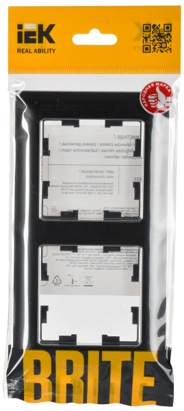 BRITE Рамка 2-мест. РУ-2-Бр хром/черн. IEK