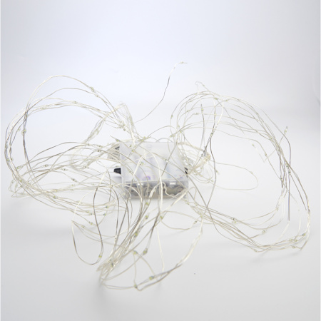 Светодиодная гирлянда Feron CL53 2м + 1м белый,статичная, с питанием от батареек, прозрачный шнур