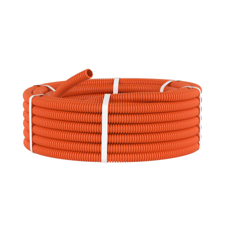Труба ПНД гибкая гофр. д.50мм, лёгкая без протяжки, 15м, цвет оранжевый DKC